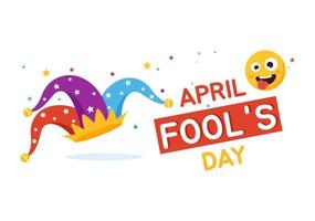 Happy April Fools' Day Celebration Illustration wearing a Jester Hat and Surprise for Web Banner or Landing Page in Flat Cartoon Hand Drawn Templates vector