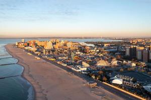 Aerial view along Coney Island in Brooklyn, New York at sunrise. photo