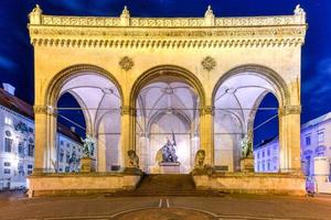 Munich, Germany - Jul 19, 2021, The famous Feldherrnhalle  Field Marshals' Hall  at the Odeonsplatz in Munich, Bavaria, Germany. photo