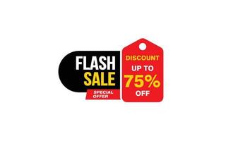 75 Percent FLASH SALE offer, clearance, promotion banner layout with sticker style. vector