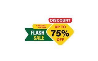 75 Percent FLASH SALE offer, clearance, promotion banner layout with sticker style. vector