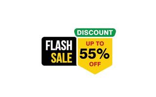 55 Percent FLASH SALE offer, clearance, promotion banner layout with sticker style. vector