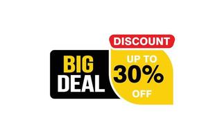 30 Percent BIG DEAL offer, clearance, promotion banner layout with sticker style. vector