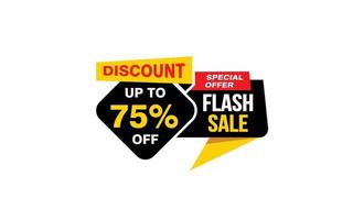 75 Percent FLASH SALE offer, clearance, promotion banner layout with sticker style. vector