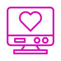 tv icon outline pink style valentine illustration vector element and symbol perfect.