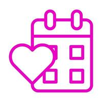 calendar icon outline pink style valentine illustration vector element and symbol perfect.