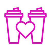 cup icon outline pink style valentine illustration vector element and symbol perfect.