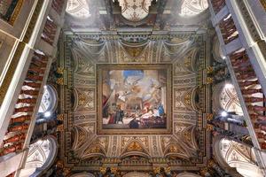 Vienna, Austria - Jul 17, 2021, Intricate ceiling at the entrance of the Kunsthistorisches Museum Wien or Museum of Art History. photo