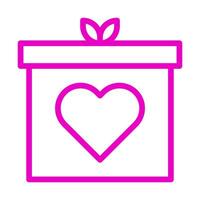 gift icon outline pink style valentine illustration vector element and symbol perfect.