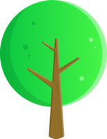 single green round tree flat object png