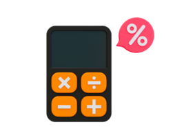 3d minimal special discount concept. Marketing strategy. Best price offer. Calculator with a percent icon. 3d illustration. png