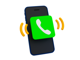 3d minimal phone ringing icon. incoming call notification. call center service concept. communication technology. smartphone with a phone icon. 3d illustration. png