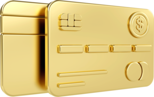 Gold metal credit card money icon. online payment credit card 3d with payment protection concept. business finance, online banking and online shopping png