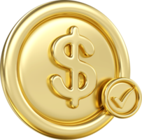 oro metal dinero dólar moneda icono. manojos efectivo y flotante monedas intercambiar con Finanzas negocio 3d concepto, ganador inversión. png