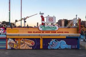 Brooklyn, New York - Nov 4, 2021, The famous hot dog restaurant, Nathan's, at Coney Island, NYC. photo