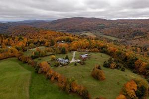 Panoramic view of a rural farm in autumn in Vermont. photo