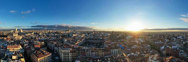 Madrid, Spain - Nov 19, 2021, Aerial view of Plaza Mayor in Madrid, Spain in the early morning hours. photo