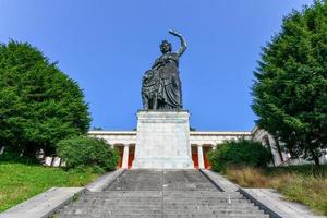 Bavaria Statue and Ruhmeshalle  Hall of Fame  in Munich, Germany, Theresienwiese. The statue was built in 1850. photo