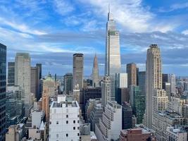 aéreo ver de el centro de la ciudad horizonte en manhattan, nuevo York ciudad. foto