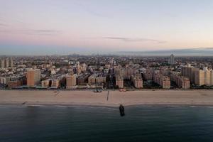 Aerial view along Coney Island in Brooklyn, New York at sunrise. photo