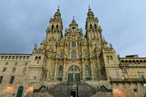 Santiago de Compostela cathedral, facade del Obradoiro empty of people. photo