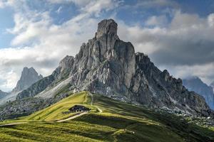 Panoramic view of Passo Giau in the Dolomite Mountains of Italy. photo