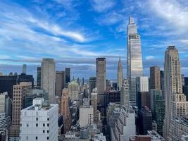 aéreo ver de el centro de la ciudad horizonte en manhattan, nuevo York ciudad. foto