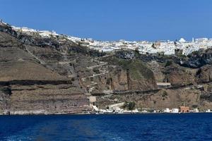 View of the island of Santorini from Nea Kameni the volcano in the caldera of Santorini, Cyclades islands, Greece, Europe photo