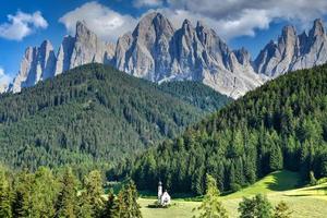 Dolomites Alp mountain landscape at Santa Maddalena village in the summer season, St. Magdalena Italy photo