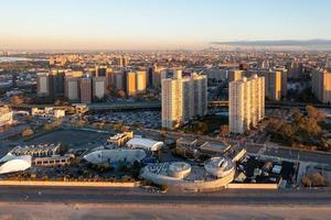 Aerial view along Coney Island in Brooklyn, New York at sunrise. photo