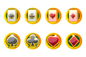 jugando tarjeta icono para casino y ranuras ui póker icono conjunto png