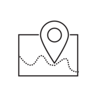 Location Icon, GPS Pointer Icon, Map Locator Sign, Pin location line art style png