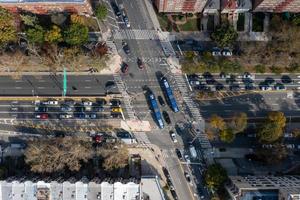 New York - Oct 23, 2021, Aerial streetscape view long Ocean Parkway in Brooklyn, New York. photo