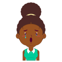 afro donna pianto viso cartone animato carino png