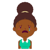 afro donna pianto viso cartone animato carino png