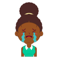 afro femme pleurs visage dessin animé mignonne png