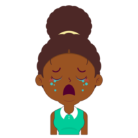 afro kvinna gråt ansikte tecknad serie söt png