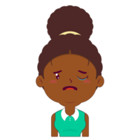 afro femme pleurs visage dessin animé mignonne png