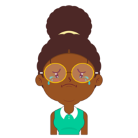 afro femme pleurs visage dessin animé mignonne png