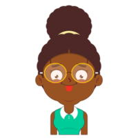 afro woman playful face cartoon cute png