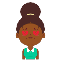 afro donna rotto cuore viso cartone animato carino png