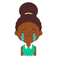 afro mulher chorando face desenho animado fofa png