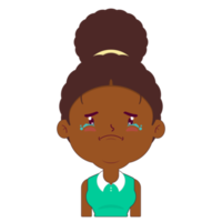 afro femme pleurs visage dessin animé mignonne png