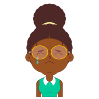 afro woman crying face cartoon cute png