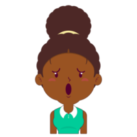 afro donna sorpreso viso cartone animato carino png