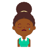 afro kvinna gråt ansikte tecknad serie söt png