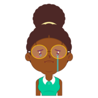 afro mujer llorando cara dibujos animados linda png