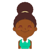 femme afro sourire visage dessin animé mignon png