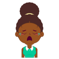 afro mujer llorando cara dibujos animados linda png