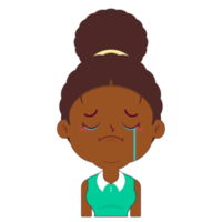 afro mulher chorando face desenho animado fofa png